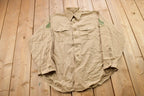 Vintage 1990s USMC Beige Blank Military Button Up Shirt