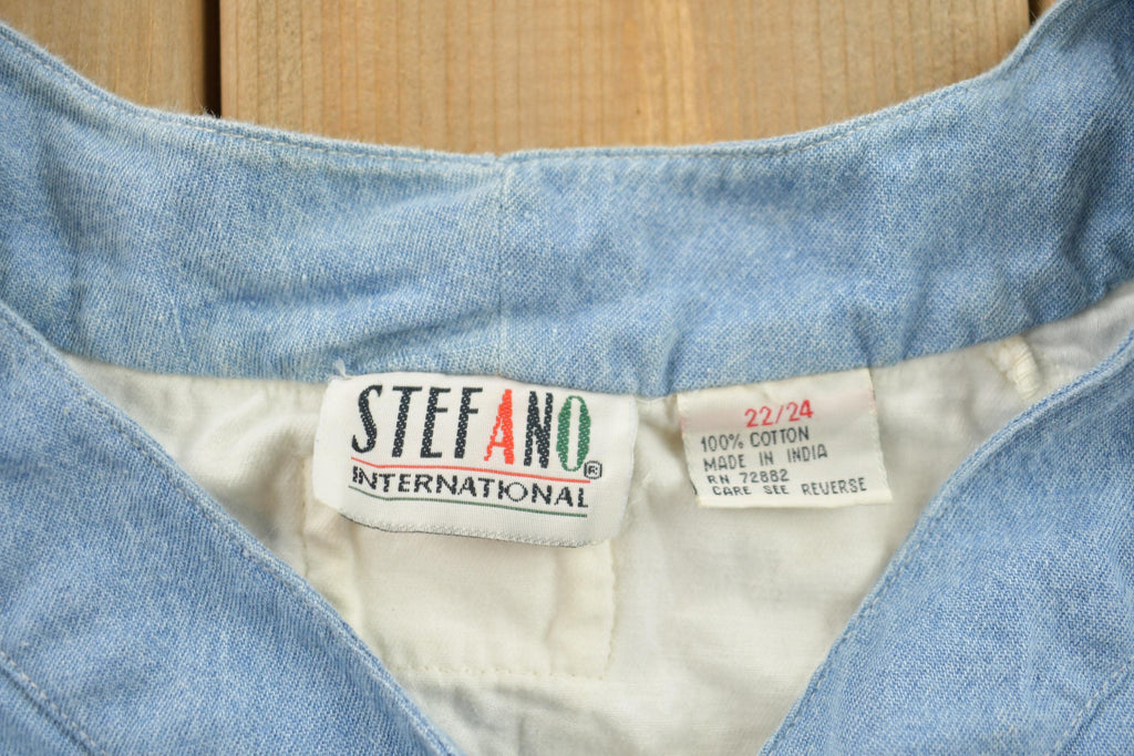 Vintage 1990s Steffano Denim Patchwork Quilted Button Down