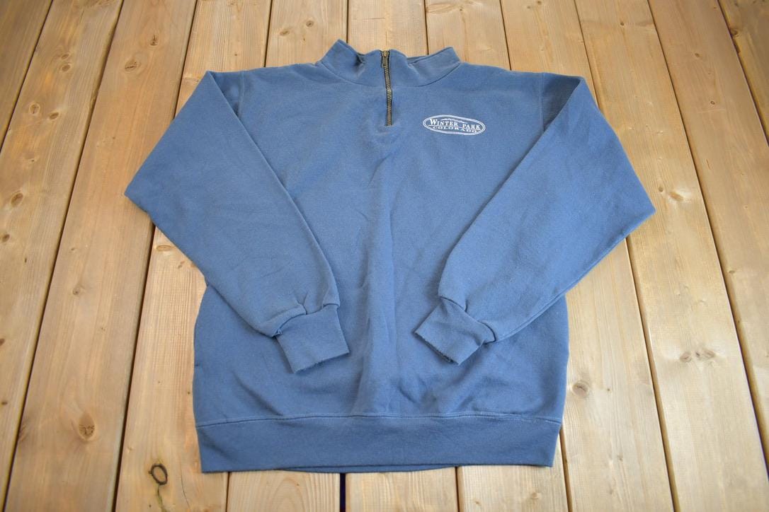 Vintage 1990s Colorado Quater Zip Crewneck Sweatshirt Made In USA - Small
