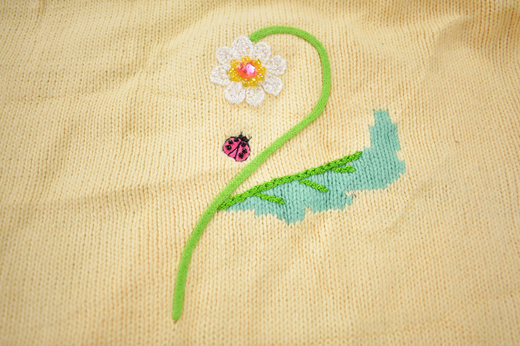 Vintage 1990s Cute Floral Theme Knit Cardigan
