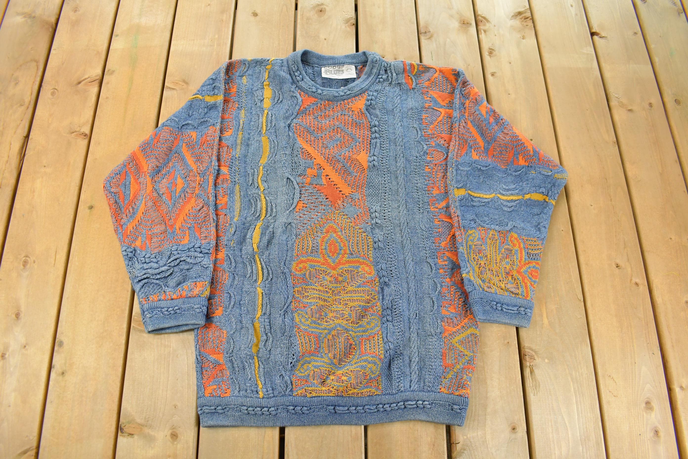 Vintage 1990s Coogi Blues 3D Abstract Knit Sweater Men's Medium