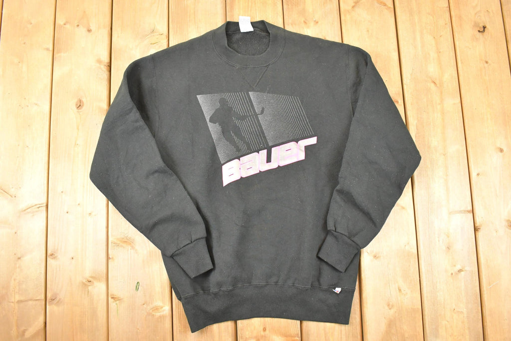 Vintage 1990s Russell Athletic Bauer Hockey Graphic Print Crewneck Sweatshirt Mens M