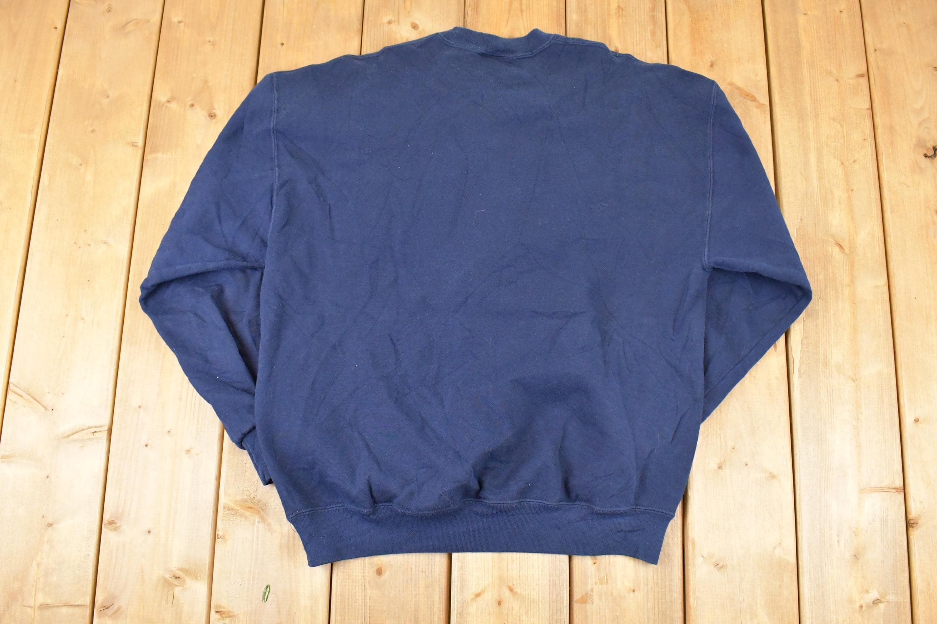 Vintage 1990s Grandpa Cute Embroidered Plaid G Crewneck Sweatshirt Mens L