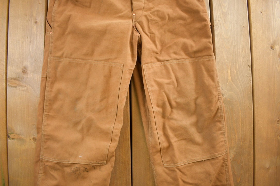 Vintage 1990s Carhartt Double Knee Canvas Overalls Size 40x30