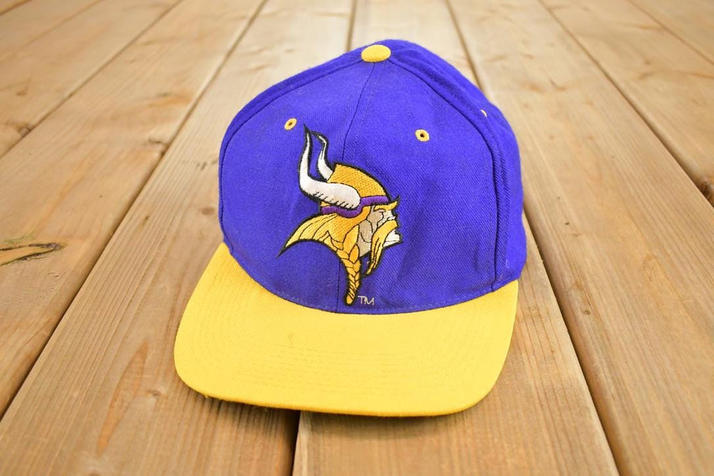 Vintage 1990s Minnesota Vikings Strap Back NFL Hat / 90's Embroidered Football Cap