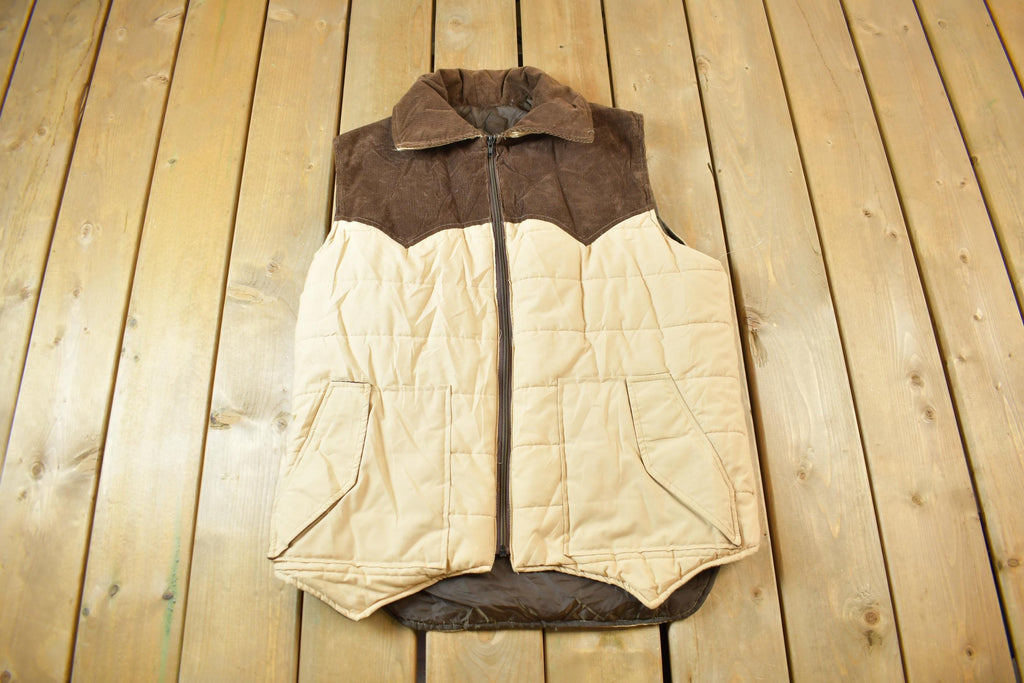 Vintage 1970s Brown & Cream Multicolour Vest