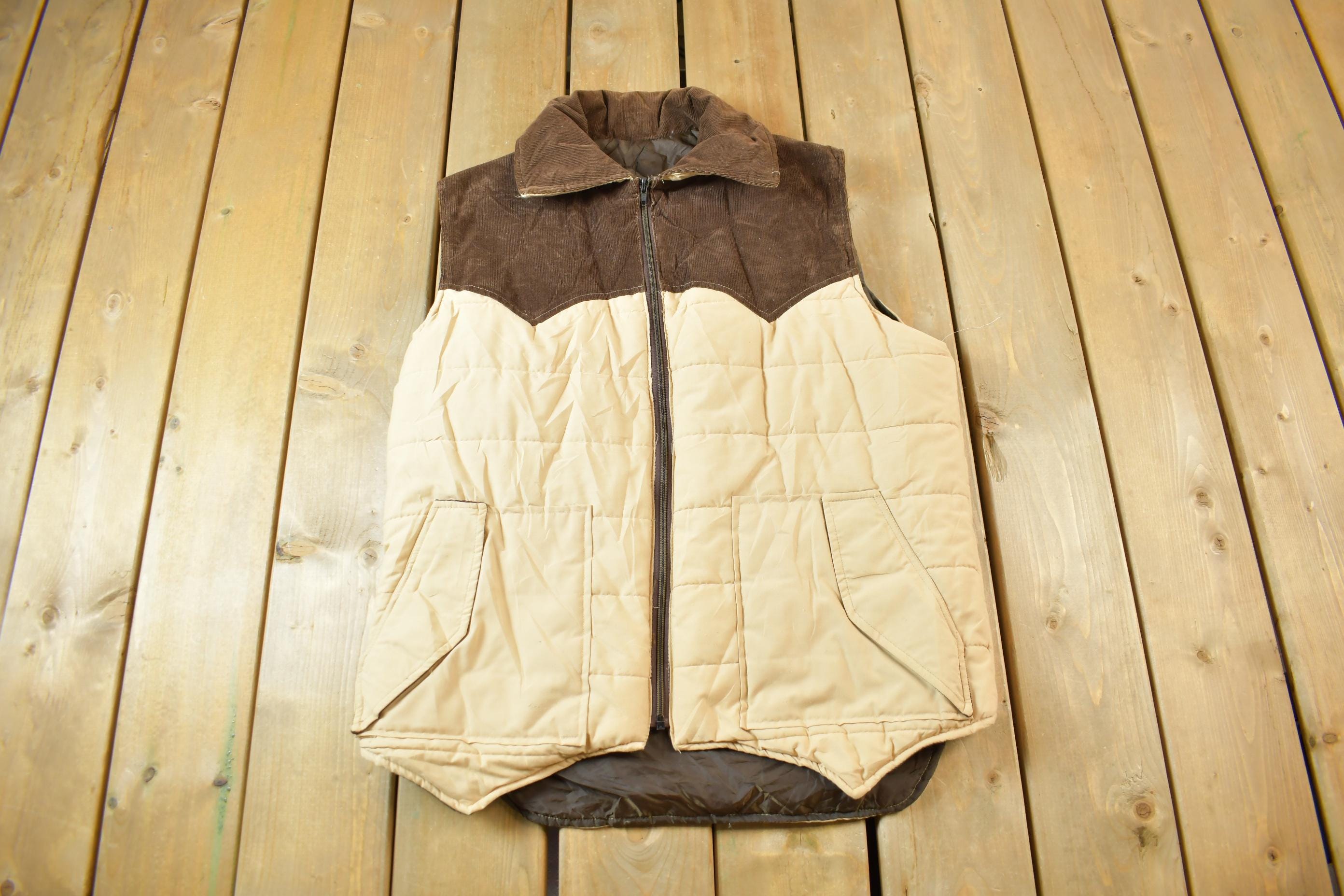 Vintage 1970s Brown & Cream Multicolour Vest