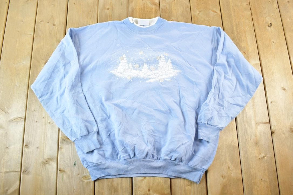 Vintage 1990s Morning Sun Winter Wonderland Double Collar Crewneck Sweatshirt Mens XL