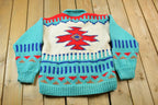 Vintage 1950s Western Aztec Pattern Cowichan Sweater