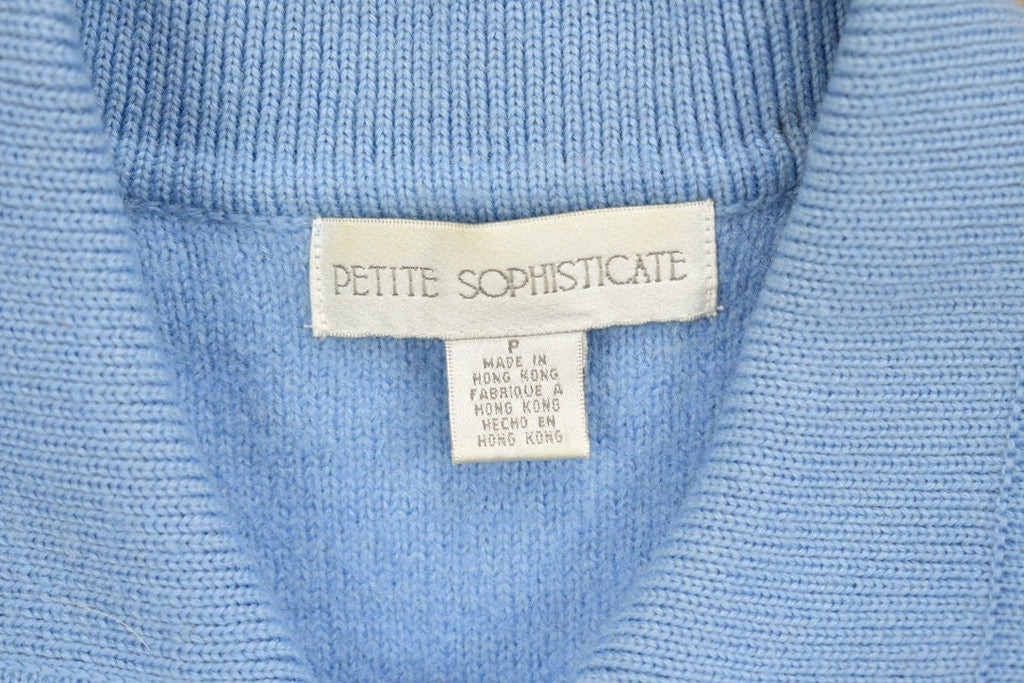 Vintage 1990s Blue Women's Zip Up Knit Light Jacket
