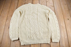 Vintage 1980s Wool Cable Knit Crewneck Sweater