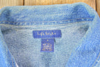 Vintage 1990s Lifestyle Denim Abstract Patchwork Button Up Shirt Women's XXL / Vintage Button Up / Preppy Button Up / Vintage Dress Shirt