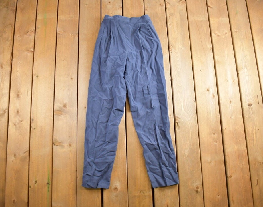 Vintage 1980s Paula Saker Blue Trousers Size 26x30