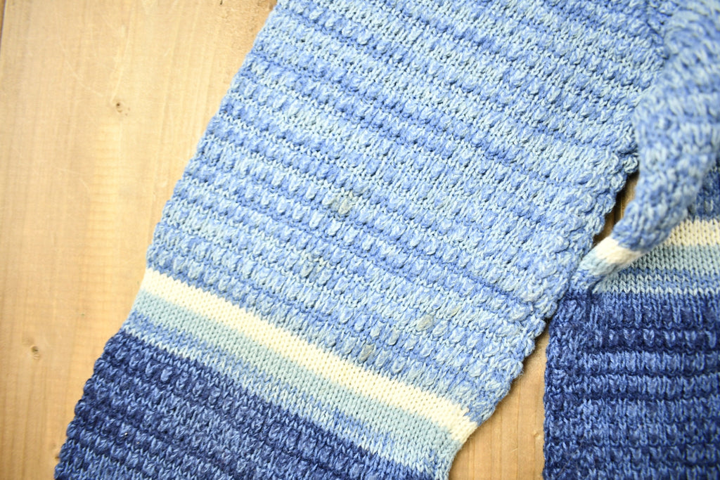 Vintage 1980s Blue Striped Knitted Crewneck Sweater