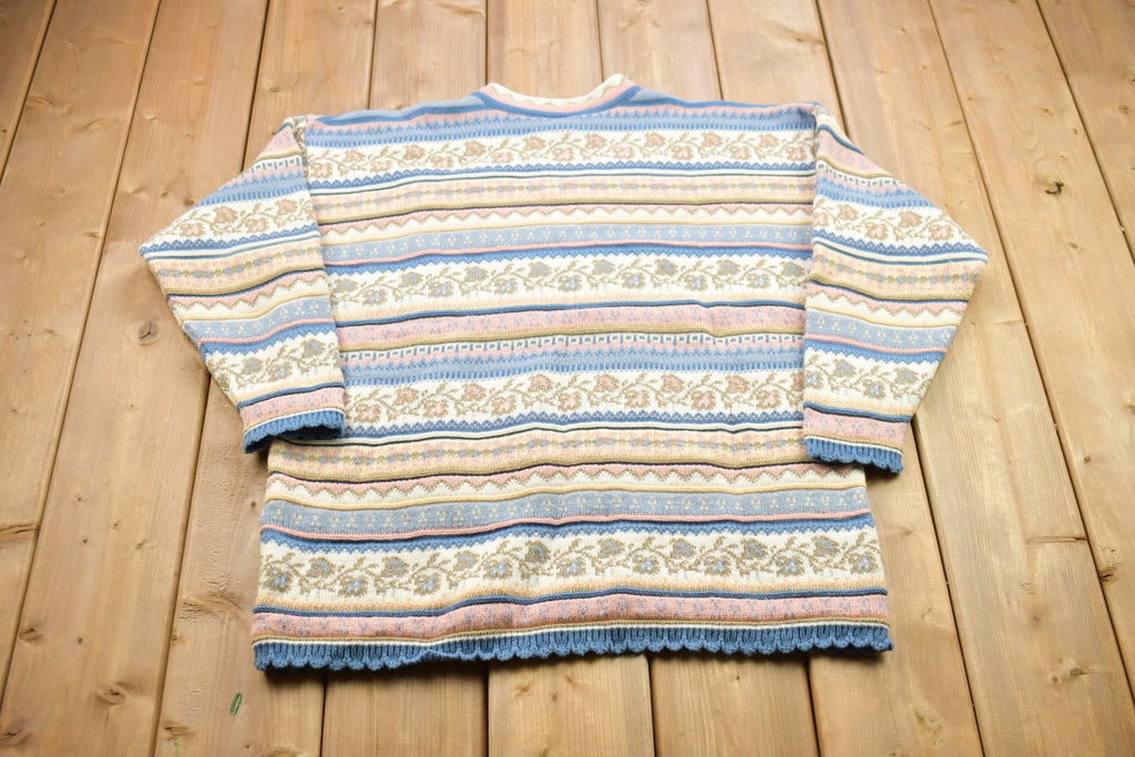 Vintage 1990s Jennifer Moore Patterned Wool Knit Sweater