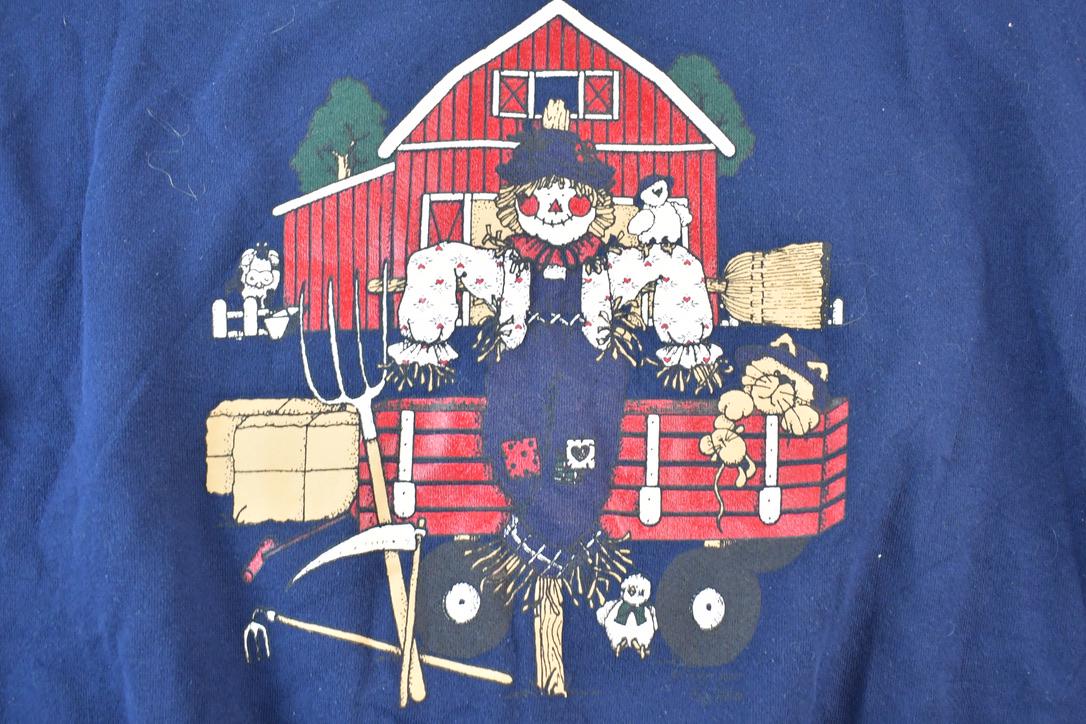 Vintage 1990s Gopher Sport Farm Scarecrow Collared Crewneck Sweater Made In USA 90s Crewneck