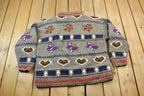 Vintage 1980s Knitted Butterfly Theme Crewneck Sweater