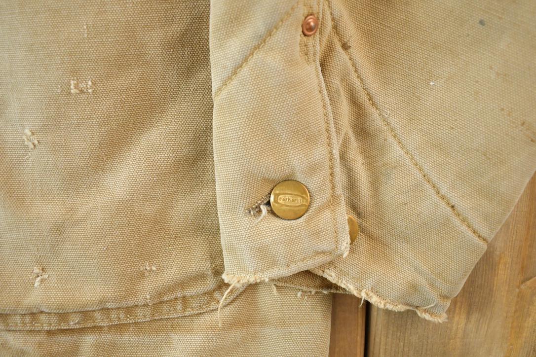 Vintage 1970s Distressed Carhartt Blanket Lined Chore Coat Made In USA