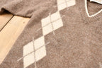 Vintage 1990s Andean Sun Baby Alpaca Argyle Knit Crewneck Sweater