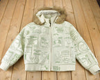 Vintage 1990s Tanners Avenue Leather Mosaic Bank Note 100 Dollar Bills Embroidered Bomber Jacket