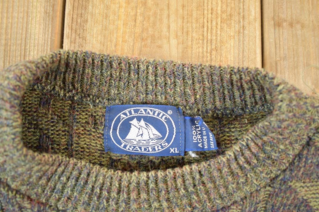 Vintage 1990s Atlantic Traders Knit Abstract Pattern Crewneck Sweater Mens XL /