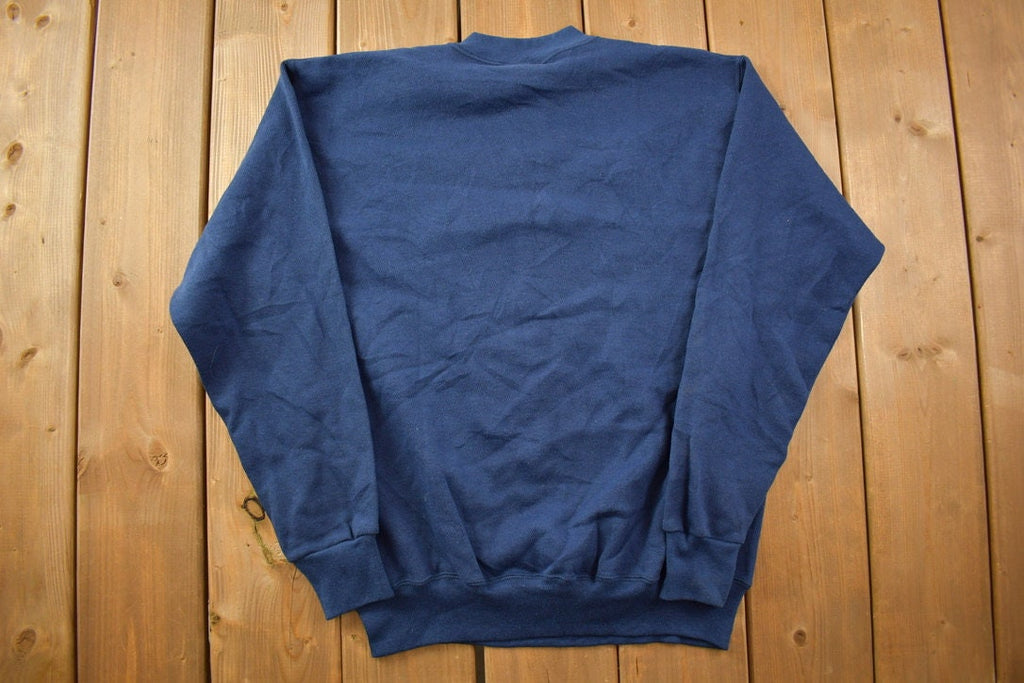Vintage 1990s Navy Blue Blank Tultex Crewneck Sweatshirt