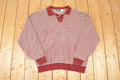 Vintage 1990s Towncraft Qauarter Button Knit Crewneck Sweater Mens L Tall