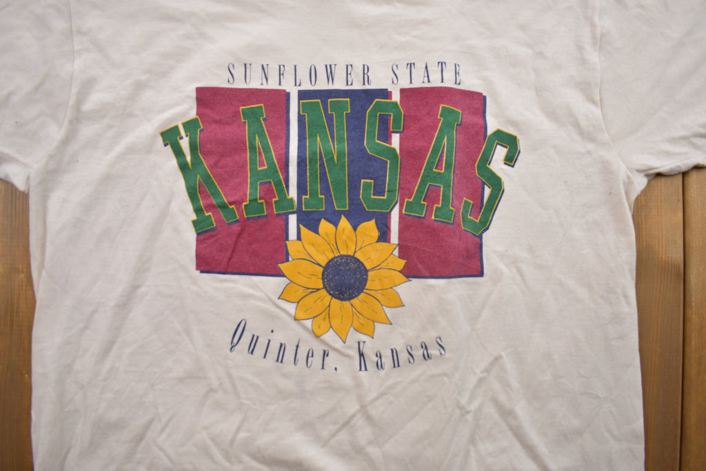 Vintage 1990s Quinter Kansas Sunflower State Souvenir T Shirt