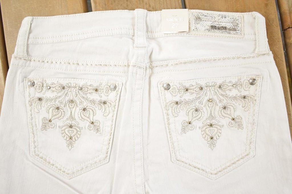 Vintage Deadstock Y2K Grace In LA Bedazzled Bootcut Low Rise Jeans Women's Size 26 x 32