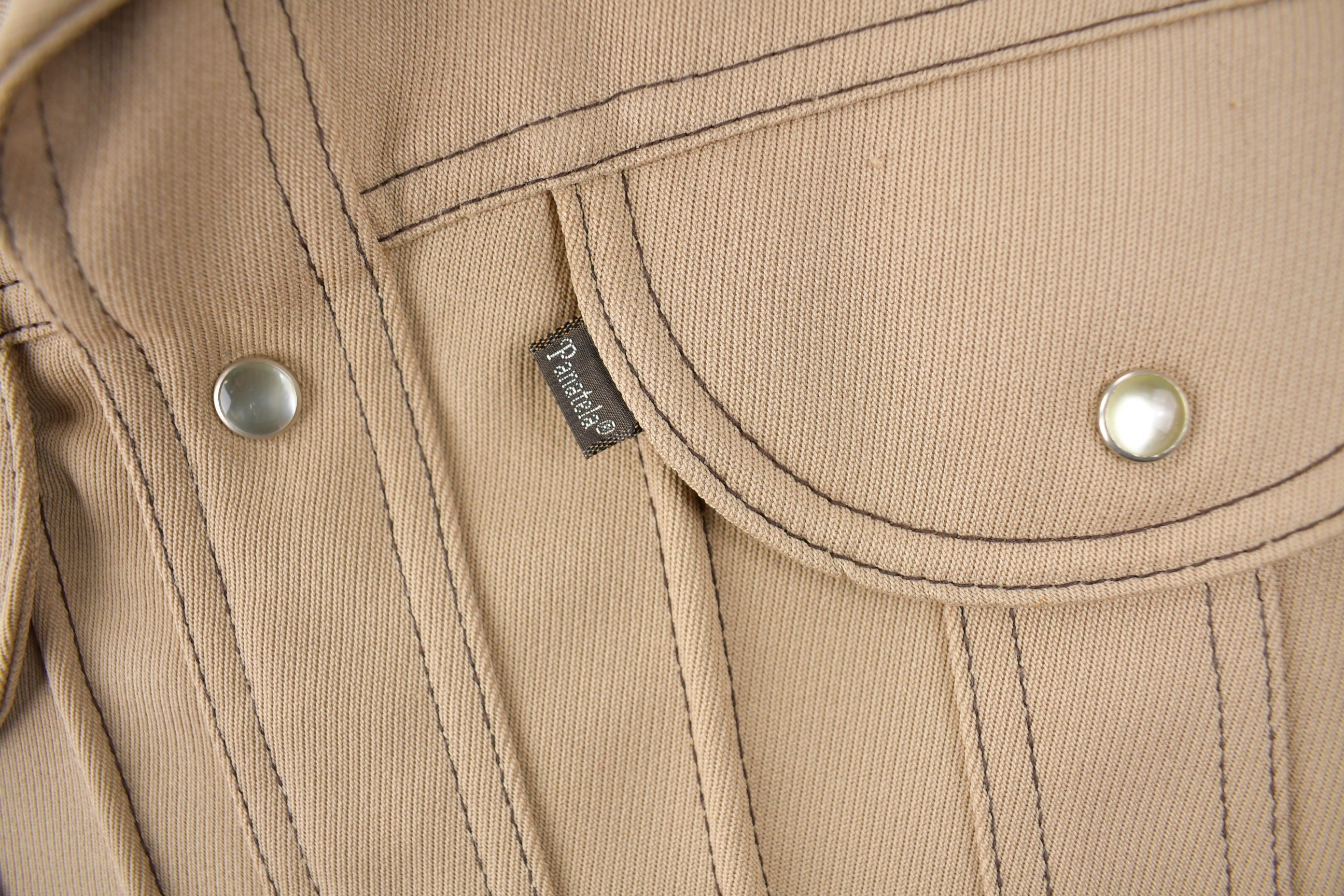 Vintage 1970s Levi's Panatela Tops Western Style Pearl Snap Button Up Shirt Made in USA Size L