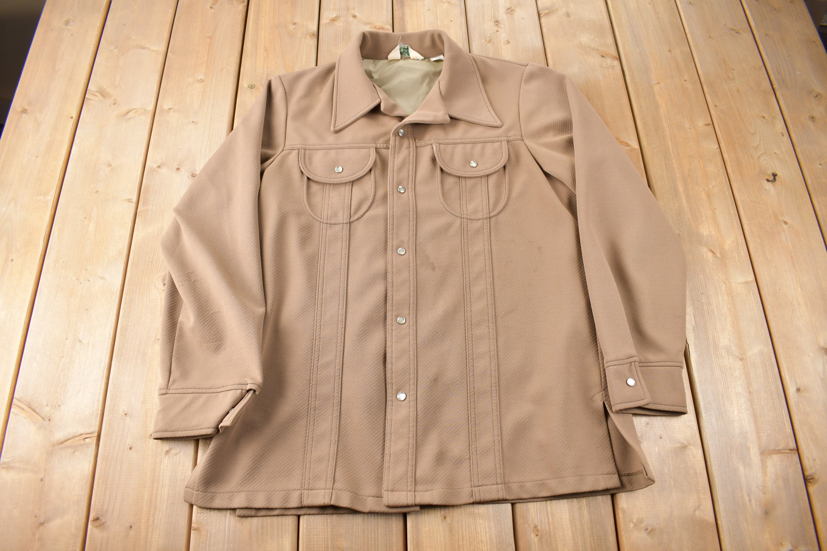 Vintage 1970s Levi's Panatela Tops Western Style Pearl Snap Button Up Shirt Made in USA Size L