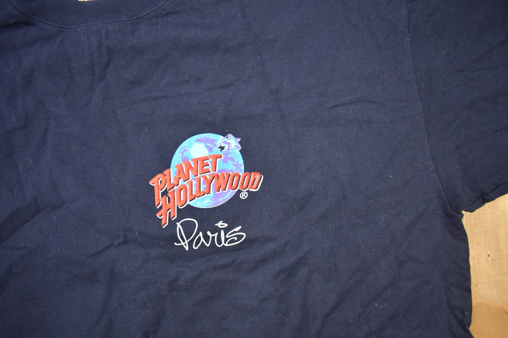 Vintage 1991 Planet Hollywood Paris Souvenir Pocket T Shirt