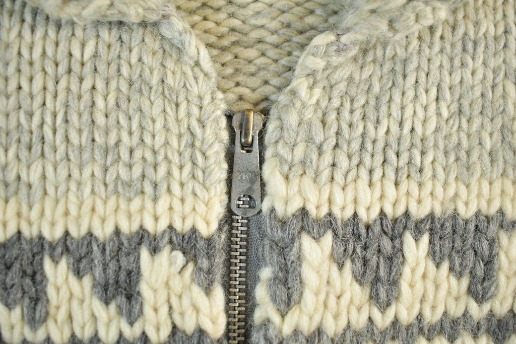 Vintage 1970s 1980s Hand-Knit Cowichan Sweater Adult Medium