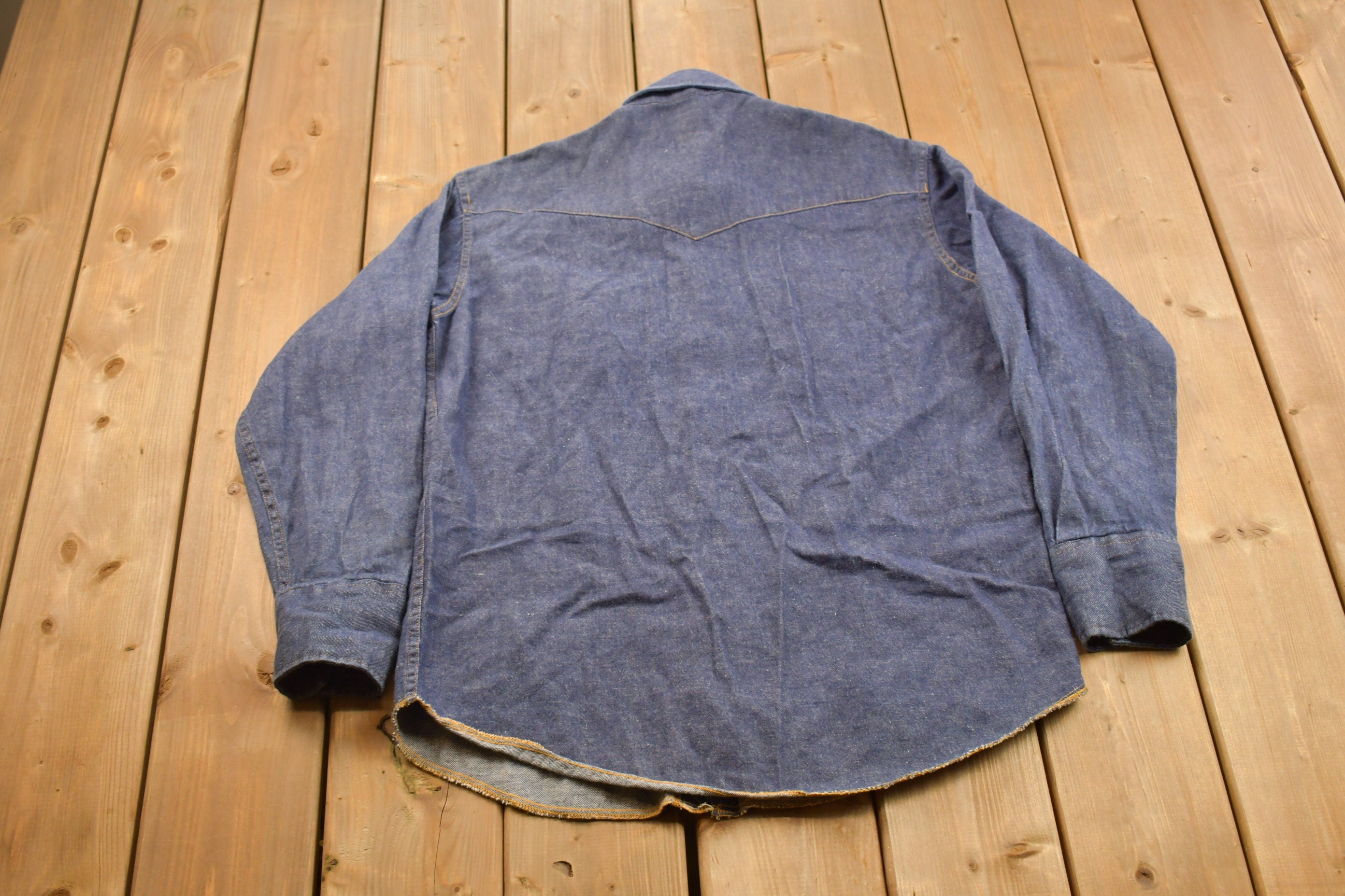Vintage 1990s Western Embroidered Denim Button Up Shirt