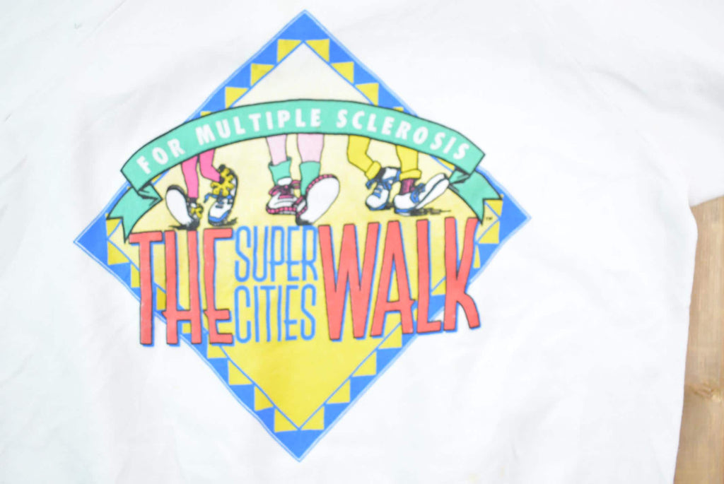 Vintage 1990s The Super Cities Walk for MS Crewneck Sweatshirt  90s Crewneck  Souvenir Sweater  Streetwear  Travel And Vacation