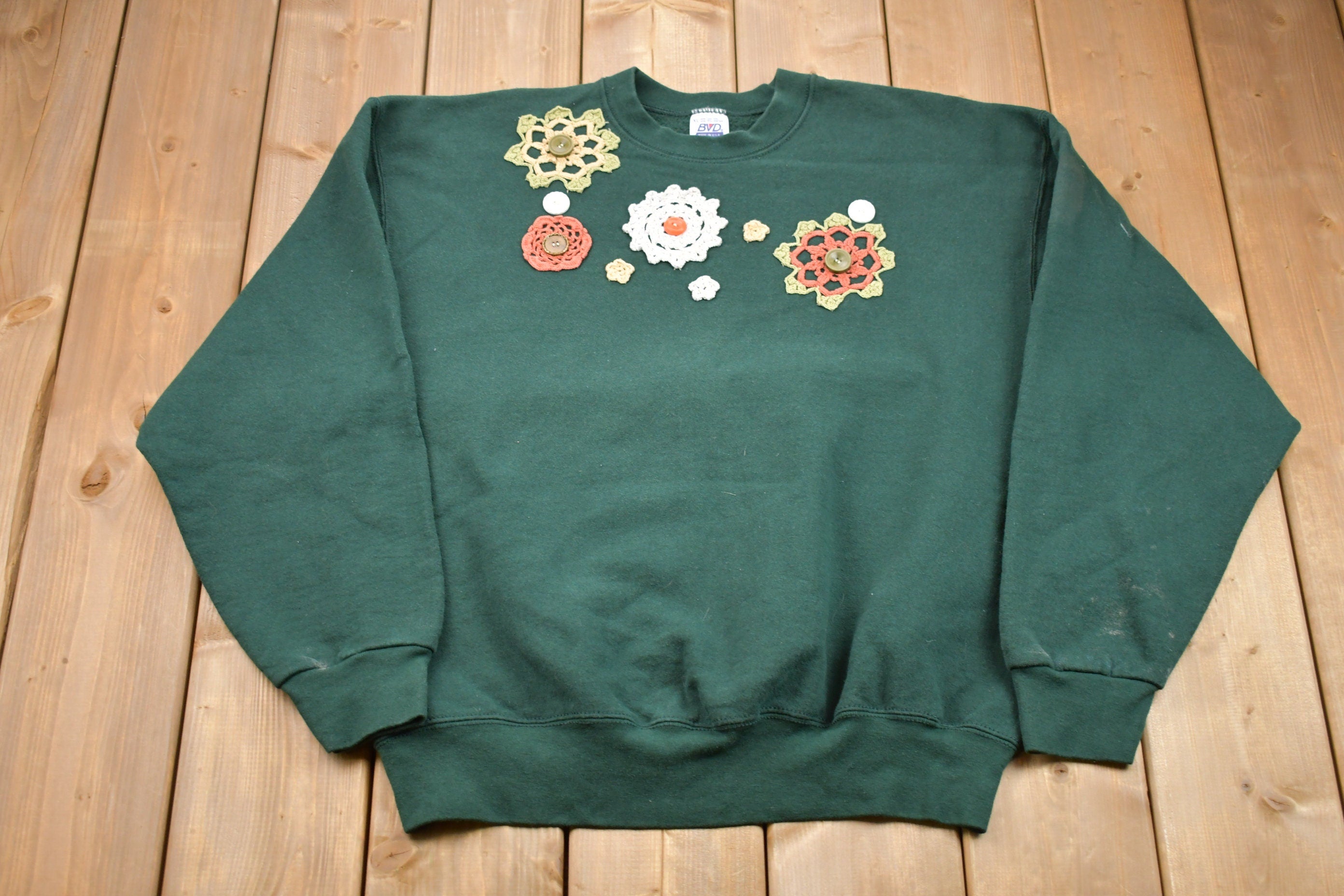 Vintage 1990s Floral Knit Crewneck
