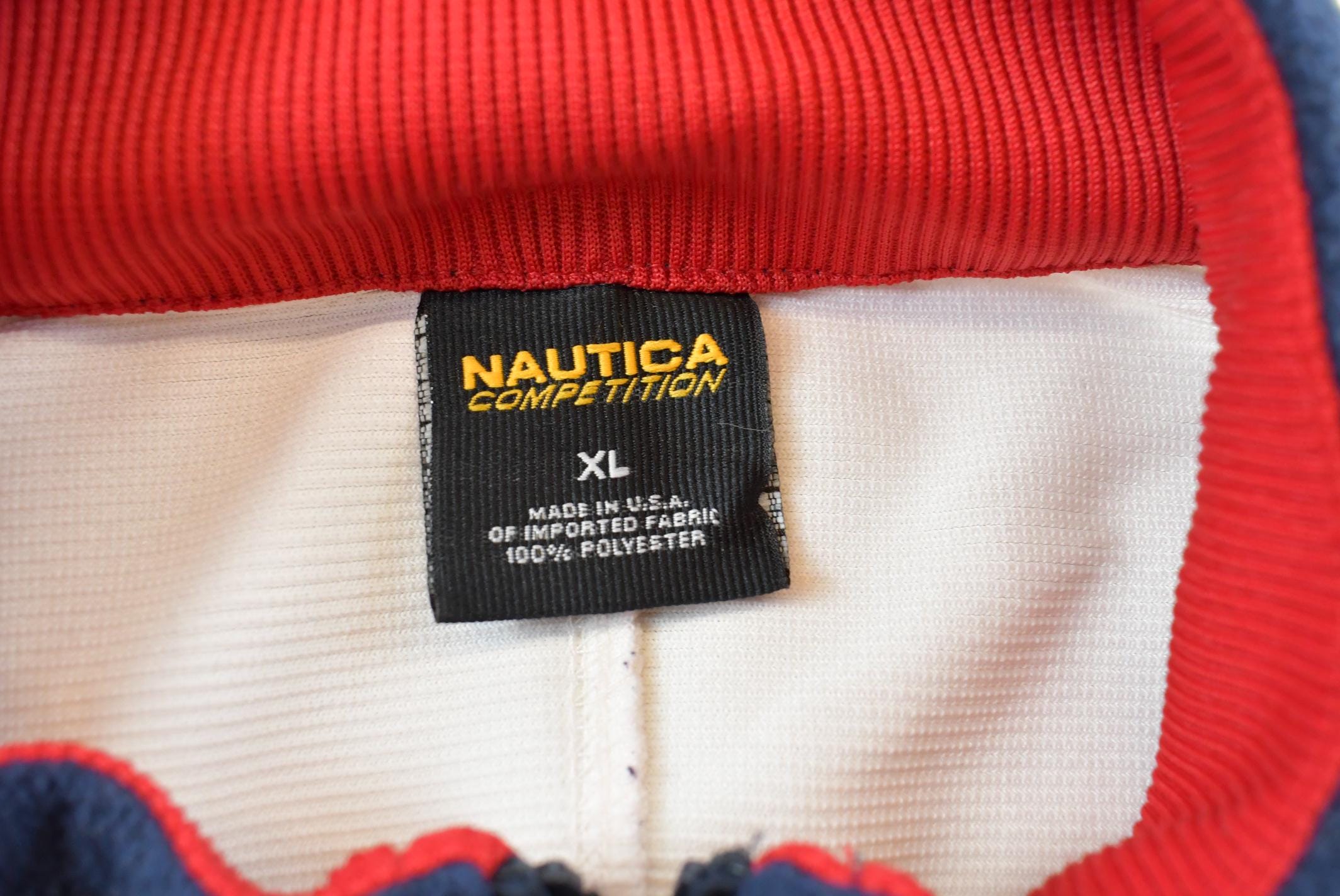 Vintage 1990s Nautica Competition Fleece Sweater Men's M / Outdoorsman / 90s Outdoorsman Sweater / Fleece Hiking Zip up / Made in USA