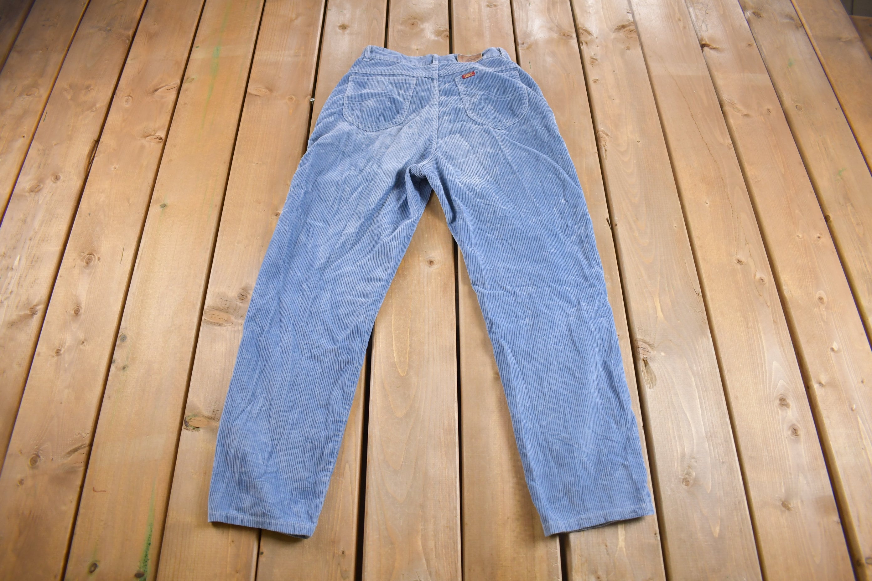 Vintage 1970s Lee Blue Corduroy Trousers Size 26 x 26