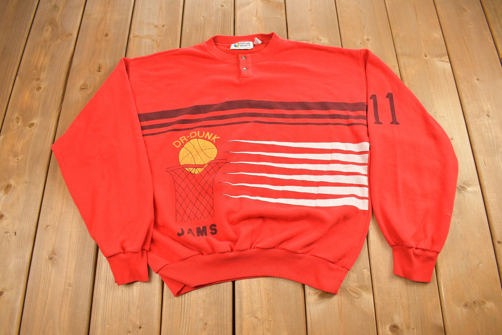 Vintage 1970s Dr Dunk Darnell Hillman NBA Henley Sweatshirt  Made In USA  Basketball  Sportswear  Americana