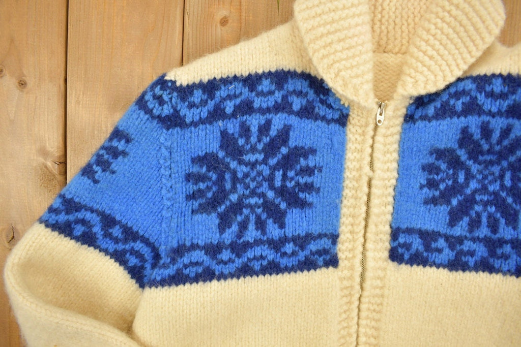 Vintage 1980s Cable Knit Zip Up Sweater