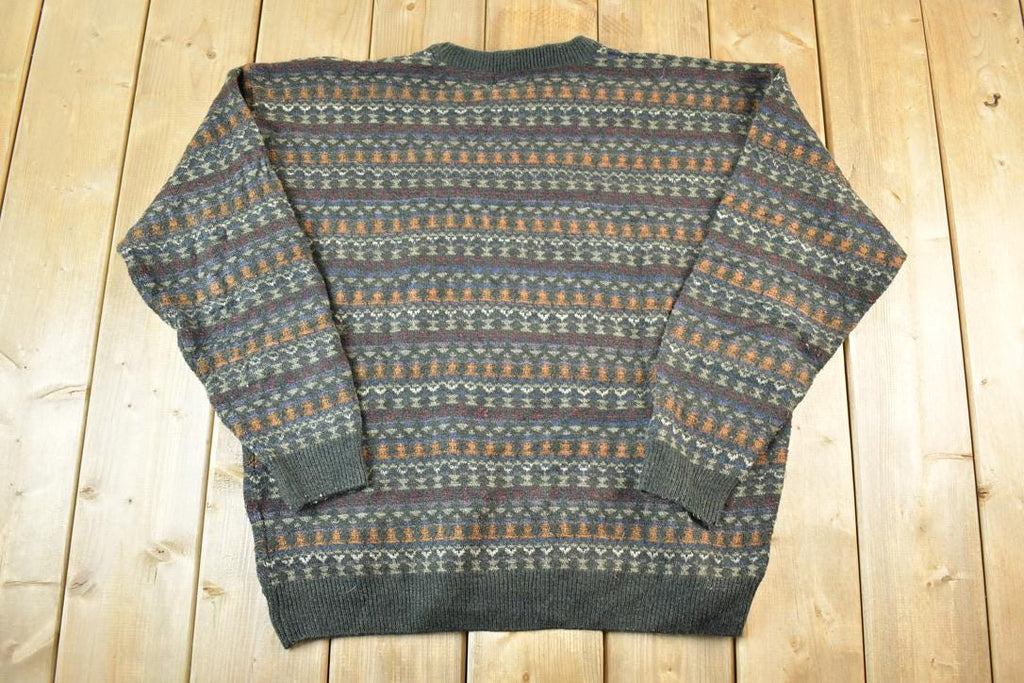 Vintage 1990s Knit Abstract Pattern Crewneck Sweater Mens M