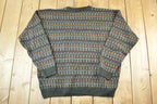 Vintage 1990s Knit Abstract Pattern Crewneck Sweater Mens M