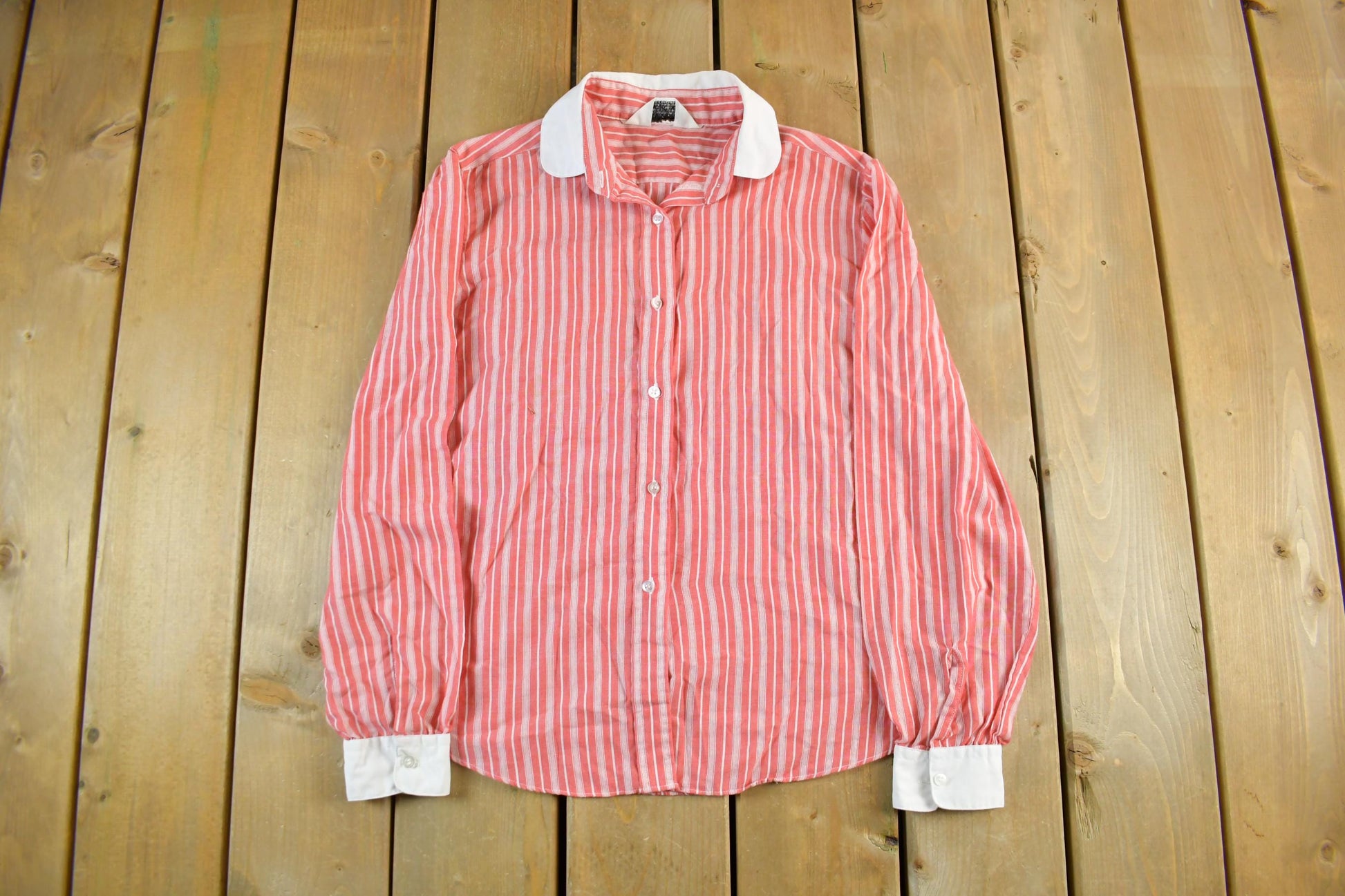 Vintage 1970s 1980s Felice Striped Shirt Women's Medium  70s Button Up  True Vintage  Preppy  Lightweight
