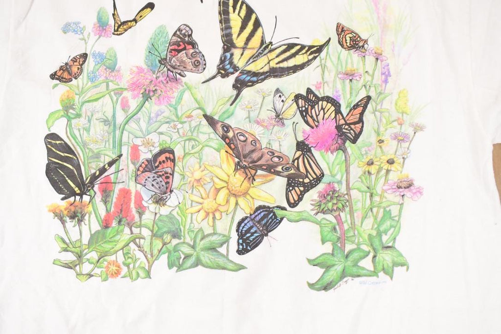 Vintage 1990s Multi Butterfly FAB Souvenir Outdoorsman T-Shirt Women's XL