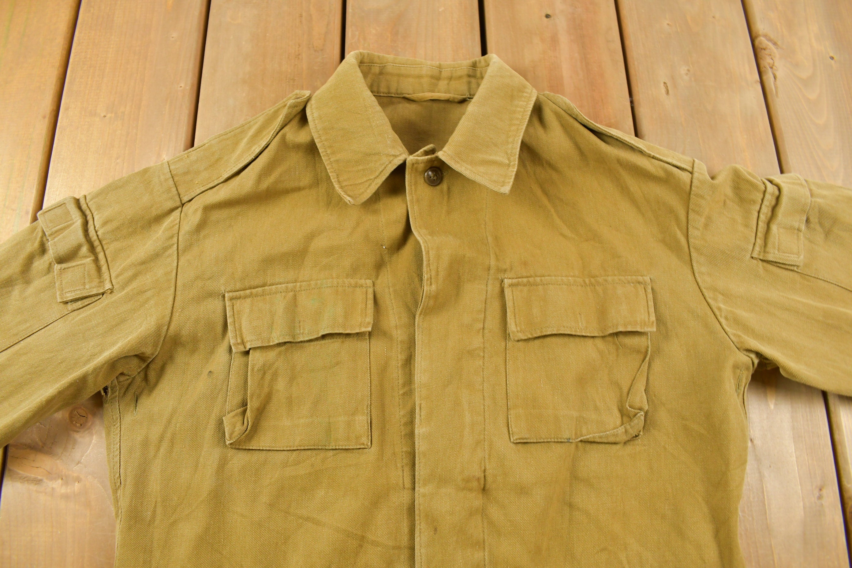 Vintage 1970s Military Button Up Shirt