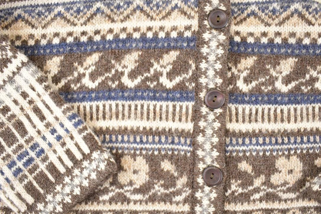 Vintage 1980s Crystal Kobe Shetland Wool Knit Cardigan Sweater Women's S