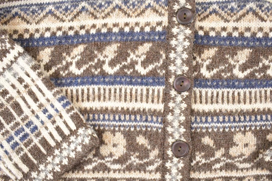Vintage 1980s Crystal Kobe Shetland Wool Knit Cardigan Sweater Women's S
