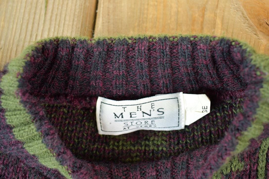 Vintage 1990s The Mens Store Knit Abstract Pattern Crewneck Sweater Made In USA