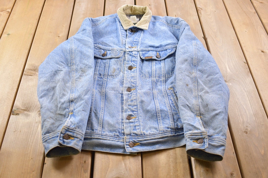Vintage 1980s Lee Riveted Blanket Lined Jean Jacket