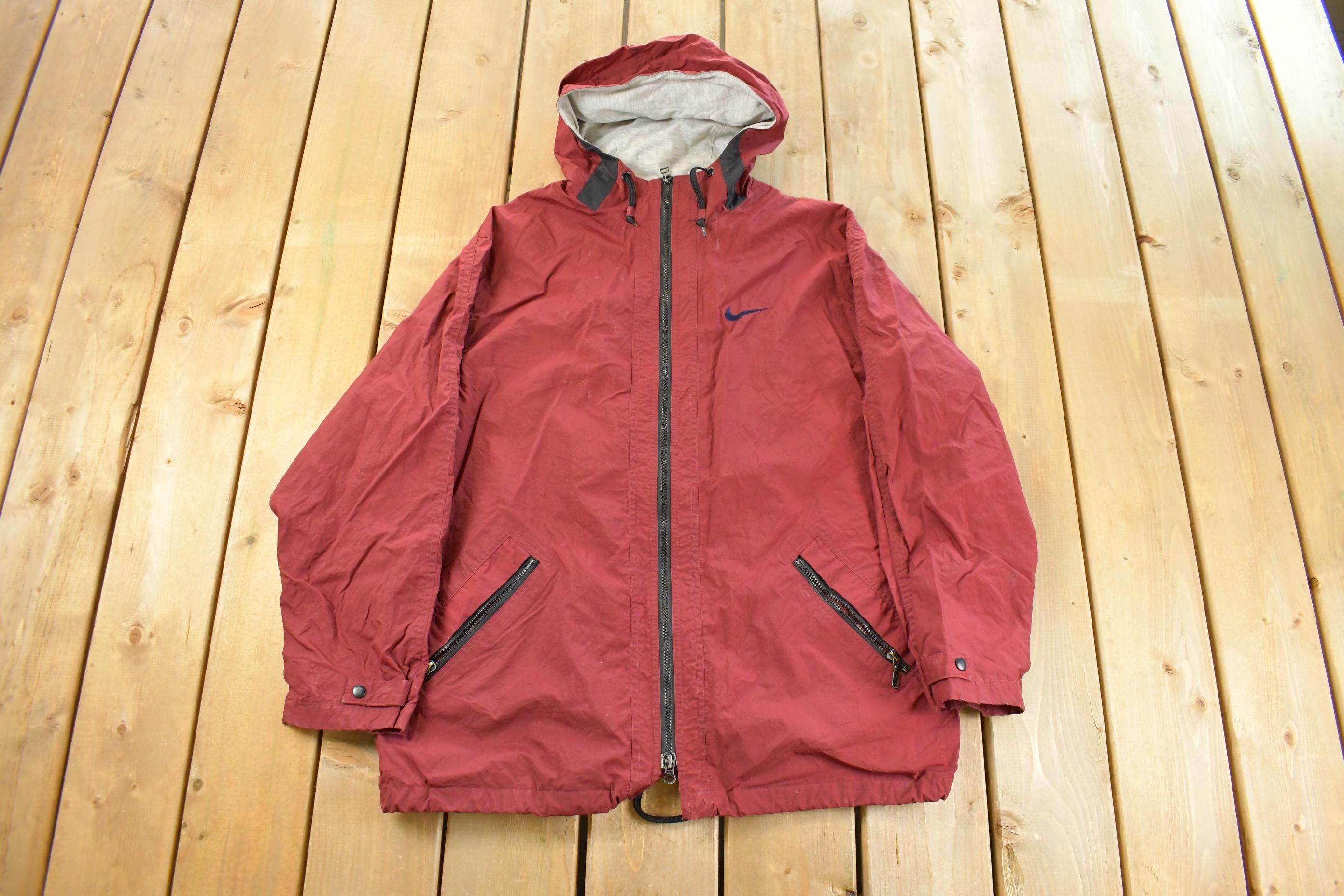 Vintage 1990s Nike Mini Swoosh Hooded Windbreaker Jacket Men's Large